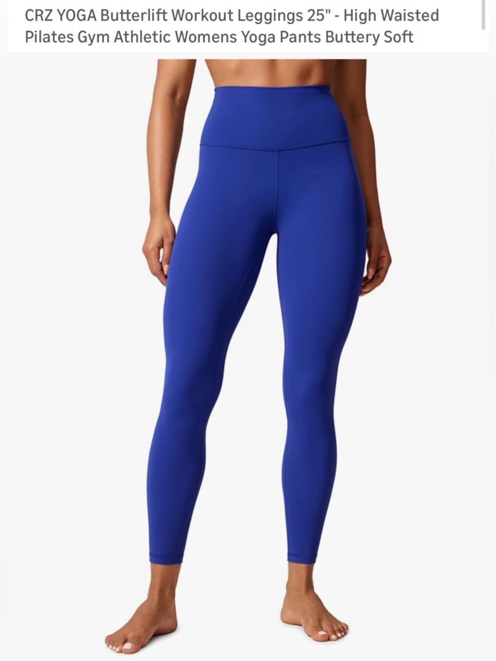CRZ YOGA Butterlift Workout Leggings 25" High Waisted Waves Blue XXS NWOT